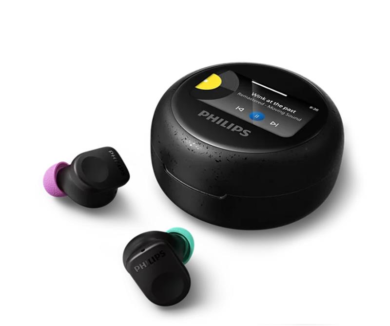 Навушники TWS Philips TAMS3 BT 6.0, ANC, IP54, Auracast™, Smart Charging Case LCD 1.47’, SBC, LC3, Чорний