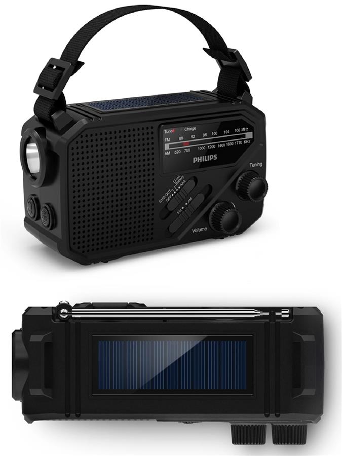 Портативне радіо Philips TAR1609 FM/MW, 1Вт, Solar Power, LED Light, Kinetic & Li-ion battery