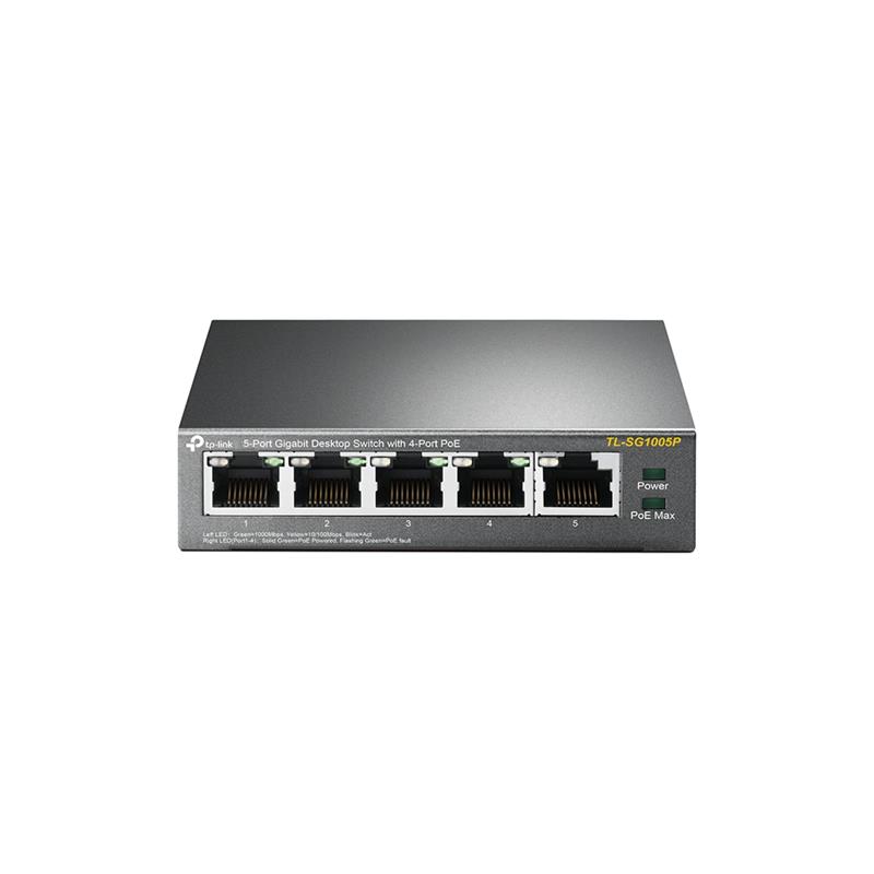 Комутатор TP-LINK TL-SG1005P 5xGE (4xPoE), 56Вт, Некерований