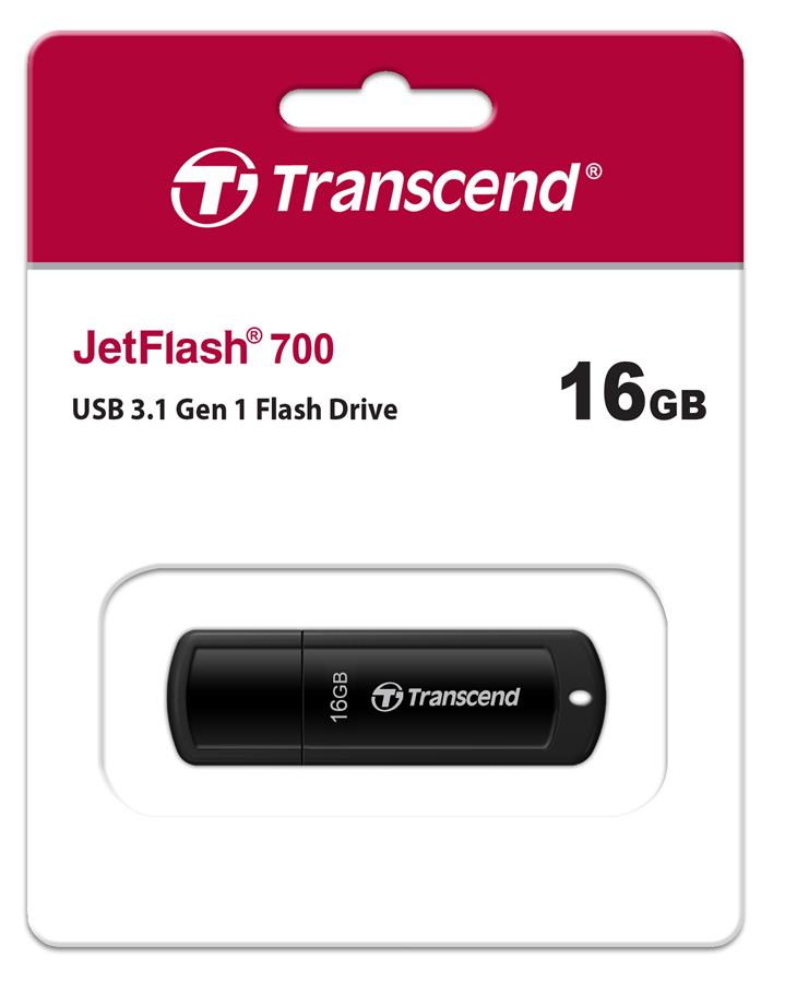 Накопичувач Transcend 16GB USB 3.1 Type-A JetFlash 700 Чорний