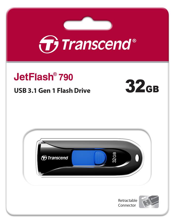 Накопичувач Transcend 32GB USB 3.1 Type-A JetFlash 790 Чорний