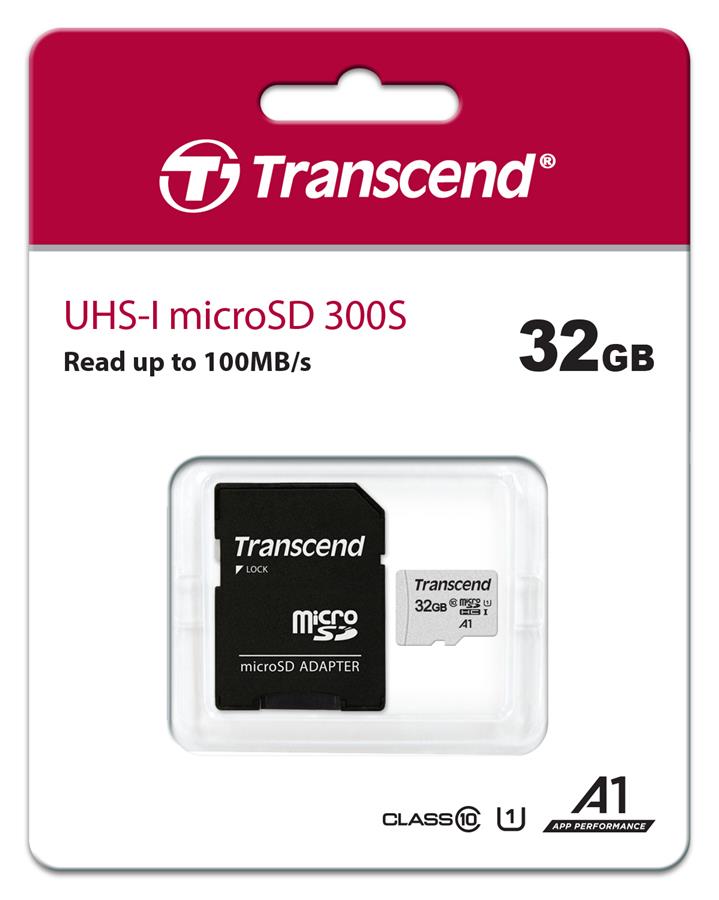 Карта пам'яті Transcend microSD 32GB C10 UHS-I R100/W20MB/s + SD