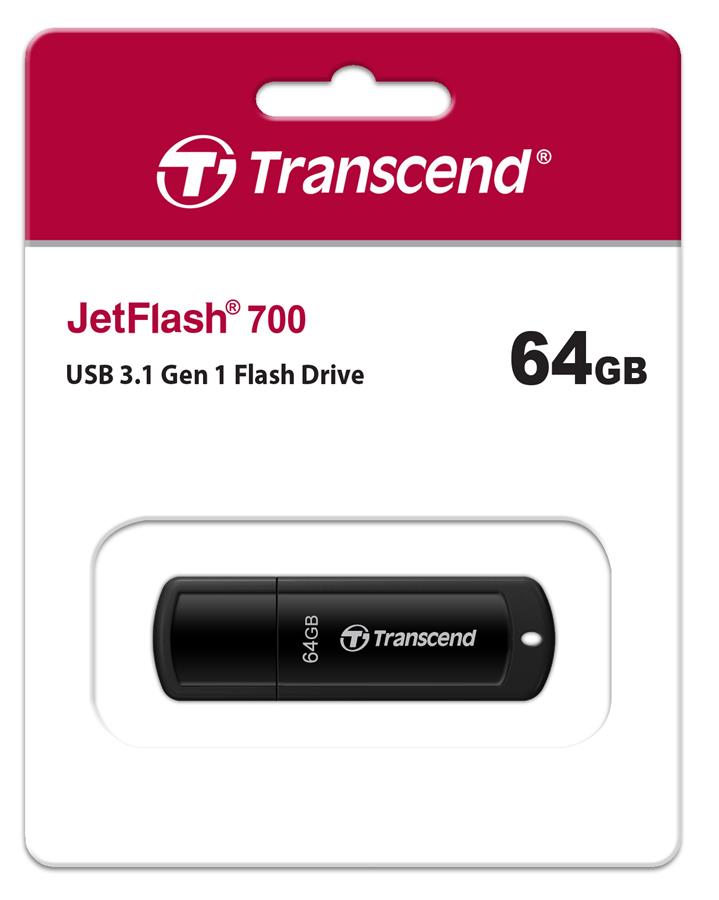Накопичувач Transcend 64GB USB 3.1 Type-A JetFlash 700 Чорний
