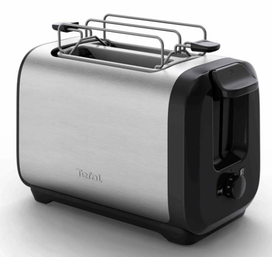 Тостер Tefal Subito 1100Вт, розморожування, щипці, нерж. сталь, чорний