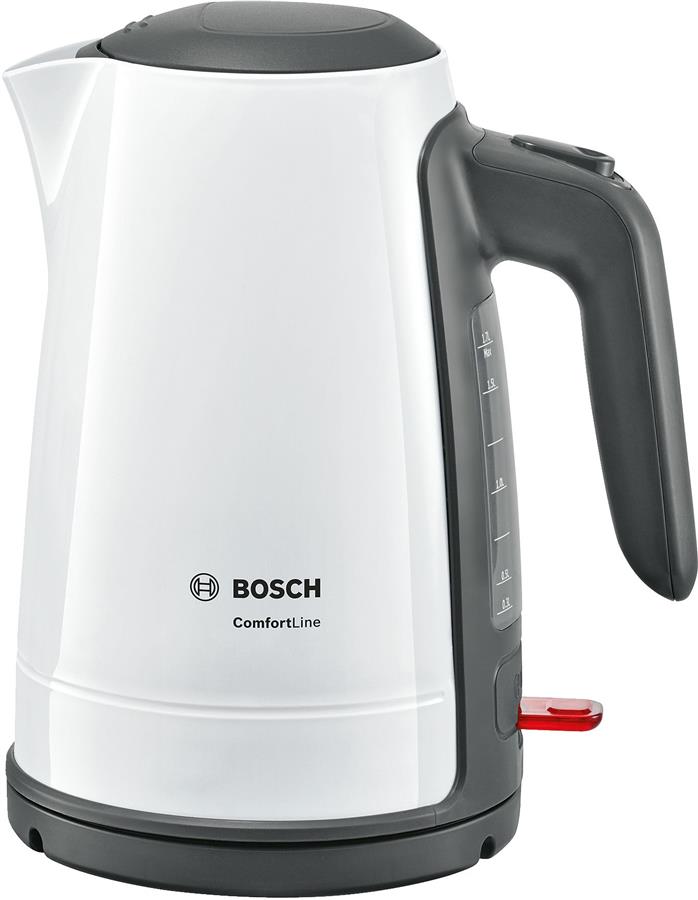 Електрочайник Bosch, 1.7л, пластик, білий з чорним