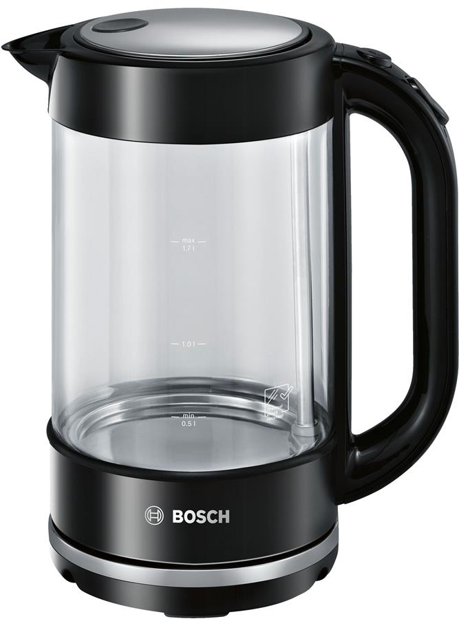 Електрочайник Bosch 1.7л, скло, чорний