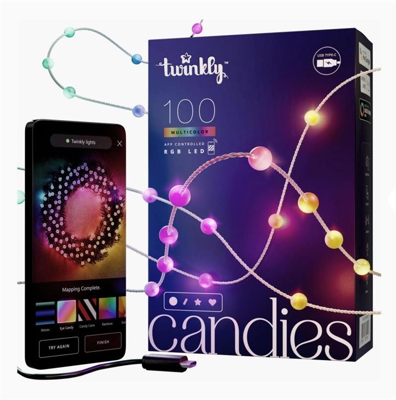 Гірлянда Smart LED Twinkly Candies Pearl RGB 100 IP20 6м USB-C кабель прозорий