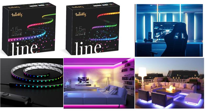 Smart LED Twinkly Line RGB удлинитель TWL100STW-BEU 1,5м, Gen II, IP20, кабель черный