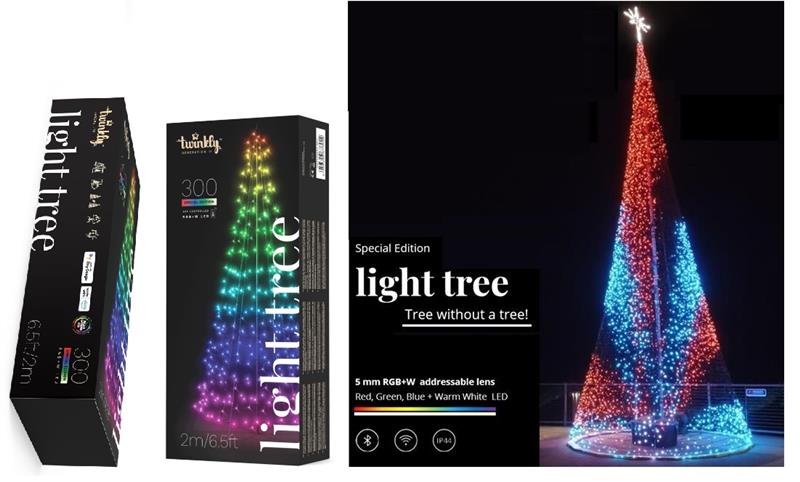 Smart LED Twinkly Light tree RGBW 300, Gen II, IP44, высота 2м