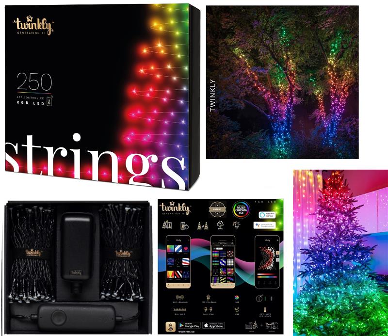 Smart LED Гирлянда Twinkly Strings RGB 250, Gen II, IP44, длина 20м, кабель черный