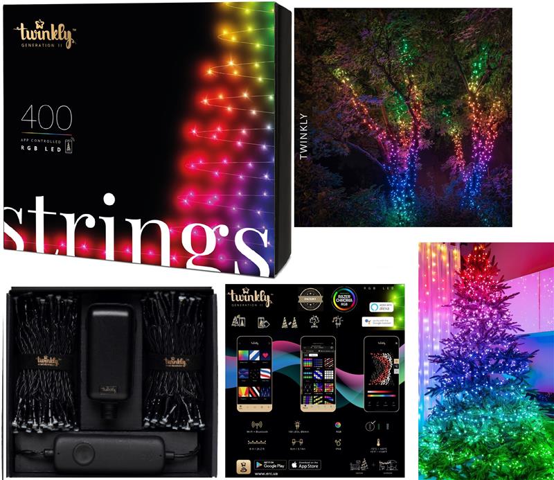 Smart LED Гирлянда Twinkly Strings RGB 400, Gen II, IP44, длина 32м, кабель черный