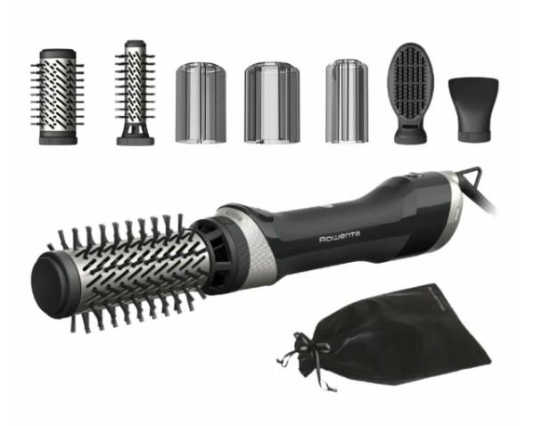 Фен-щітка Rowenta Renewal Brush Active, 1000Вт, 3 режими, іоніз-я, хол. обдув, оберт. насадка, 5 насадок, кераміка, чорний
