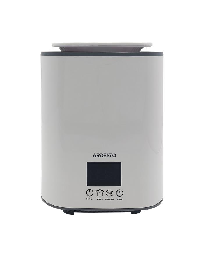 Зволожувач повітря ARDESTO USH-H-26W ультразвуковий, 25м2, 3.1л, 250мл/г, електр. кер-ння, верх. залив води, дисплей, білий