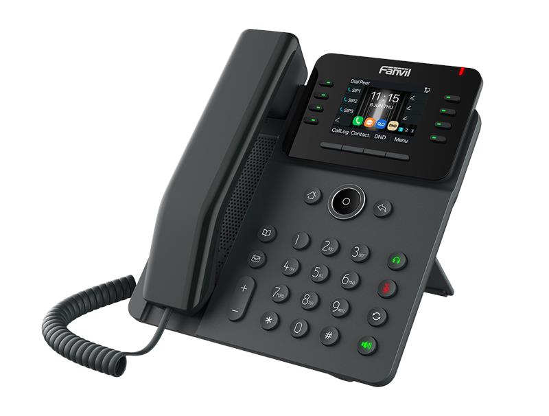 Телефон IP Fanvil V62W 2xGE LAN, BT5.4, VPN L2TP, Wi-Fi, 21 DSS клавіш, 12 SIP line, SW Linux, PoE, 2.8" кольоровий дисплей, чорний