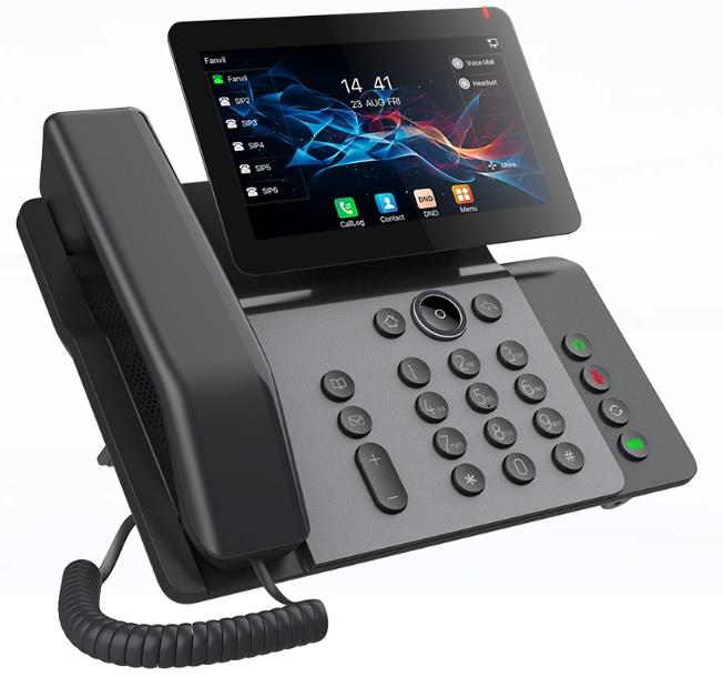 Телефон IP Fanvil V66 2xGE LAN, 1xUSB-A, BT5.4, Wi-Fi, 116 DSS клавіш, 20 SIP line, SW Linux, PoE, 7" кольоровий тач-дисплей, чорний