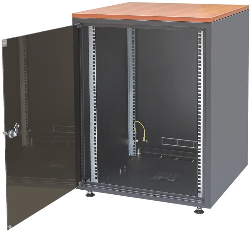 Шафа ZPAS 19", 12U, SJB, передні скляні двері, без стільниці, 600x600 мм, максимально 30кг, чорна