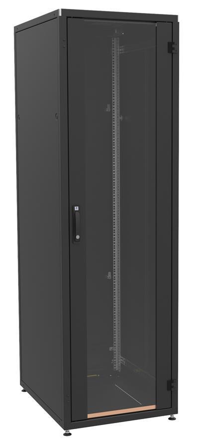 Шафа ZPAS 19", 42U, SZB IT, передні скляні двері, 600x600 мм, максимально 1500кг, чорна