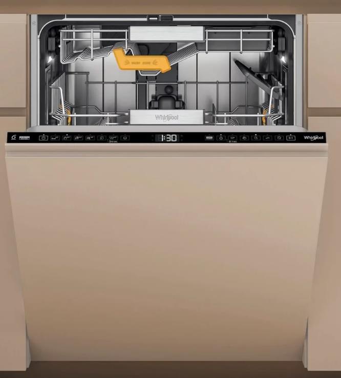 Посудомийна машина Whirlpool вбудована, 14компл., B, 60см, дисплей, 3й кошик, білий