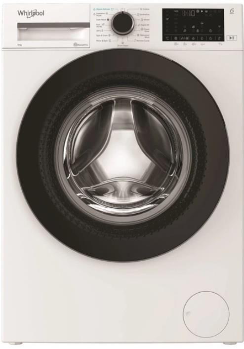 Пральна машина Whirlpool фронтальна, 8кг, 1400, А, 55см, дисплей, пара, інвертор, люк чорний, білий