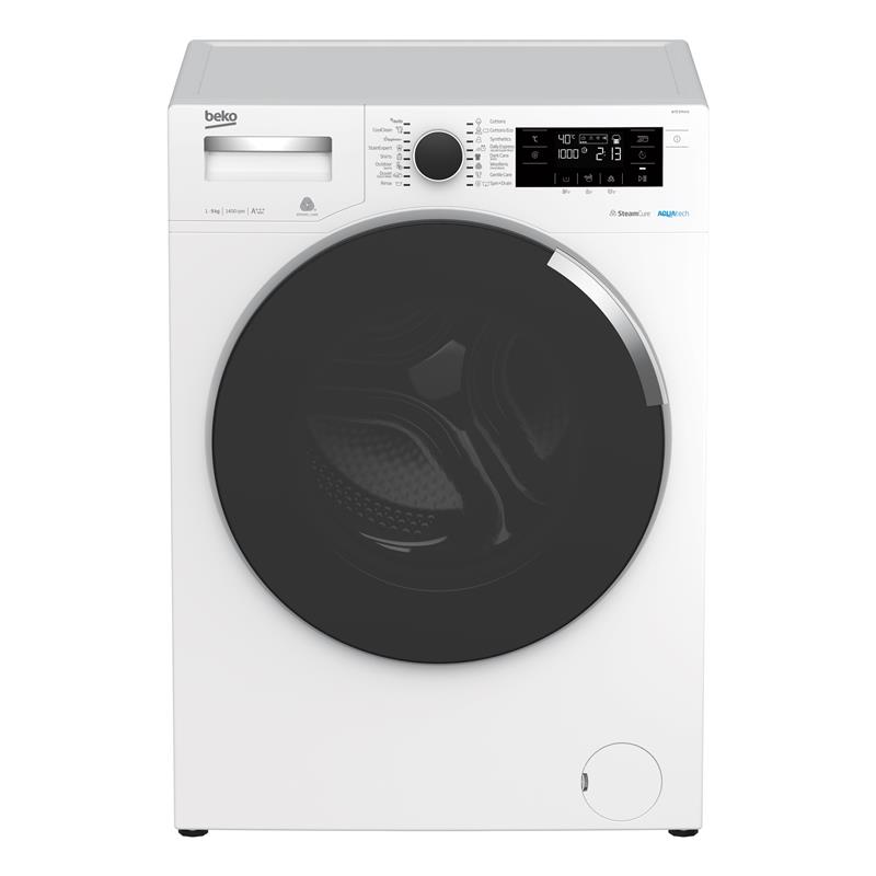 Стир. машина с фронт. загр. BEKO WTE9744N, 9кг, 1400, A+++(-50%), Пар, 60см, Дисплей, SMART, Инвертор, Белый