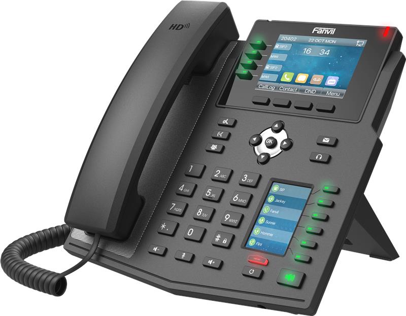 Телефон IP Fanvil X5U 2xGE LAN, 1xUSB-A, BT4.2, SIP, VPN, PoE, 3.5" кольоровий екран
