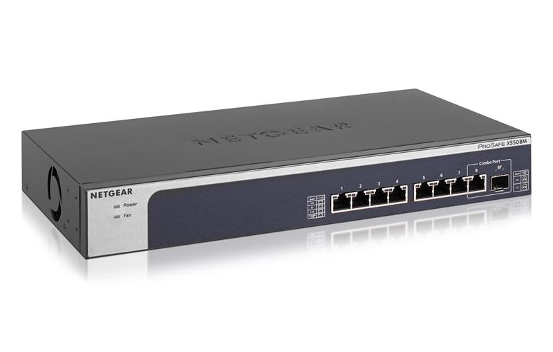 Комутатор NETGEAR XS508M 7x10GE, 1x10GE/GE SFP+ Combo, Некерований