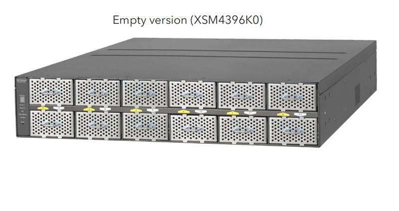 Комутатор NETGEAR M4300-96X (XSM4396K0), 12 пустих слотів, без блоків живлення, керований L3 з можливістю стекування