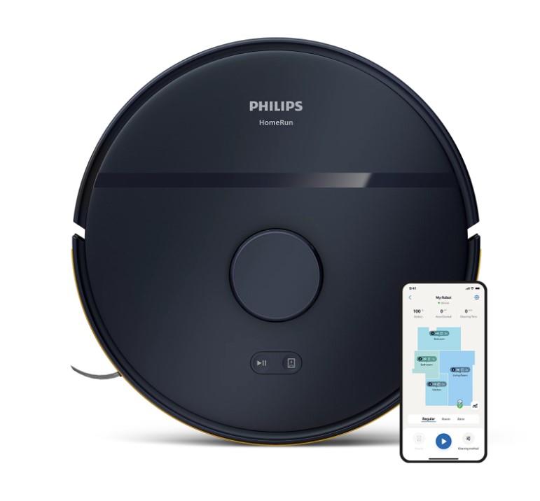 Робот-пилосос Philips Series 2000, h=9.7см, вологе прибирання, конт пил -0.38л, вода -0.3л, автон. робота до 120хв, EPA 11, Wi-Fi, темно-синій