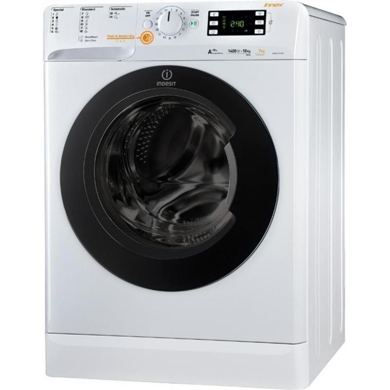 Стир.-сушильная машина Indesit XWDE1071481XWKKKEU, 10кг (7кг), 1400, A+, 60см, Дисплей, Белый