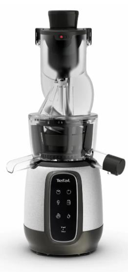 Соковитискач Tefal Ultra Juice шнековий 200Вт, чаша-6л, жмих-0.8л, пластик, сріблясто-чорний