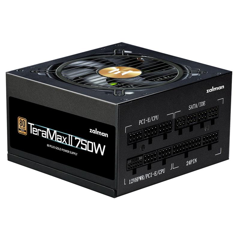 Блок живлення Zalman Teramax 2 (750W), >90%, 80+ Gold, 120мм, 1xMB 28pin (18+10), 2xCPU 8pin(4+4), 3xMolex, 8xSATA, 3xPCIe 8pin(6+2), 1xPCIe GEN5 16pin, Fully Modular