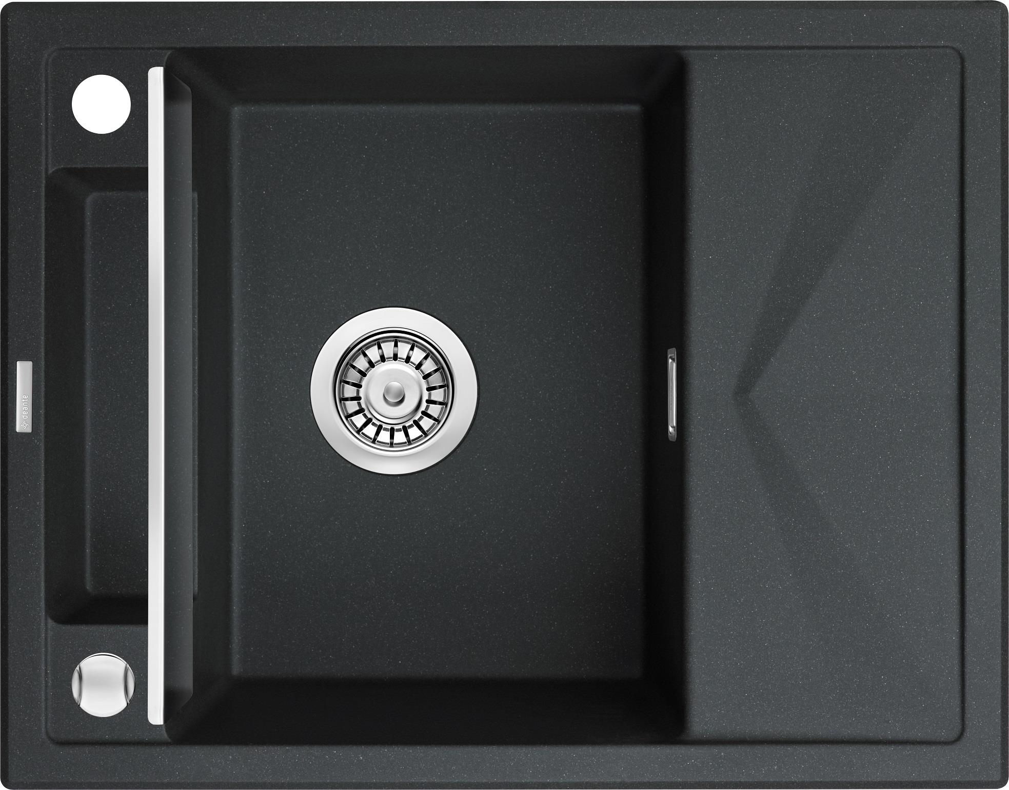 Мийка кухонна Deante Magnetic, граніт, прямокут., з крилом, 640х500х219мм, чаша - 1, врізна, металічний графіт