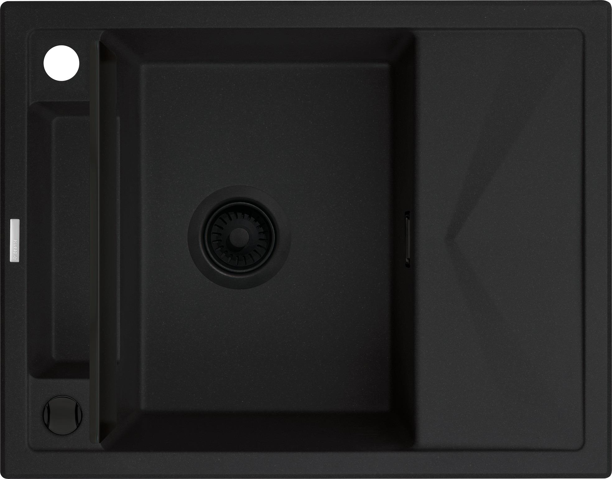 Мийка кухонна Deante Magnetic, граніт, прямокут., з крилом, 640х500х219мм, чаша - 1, врізна, чорний матовий