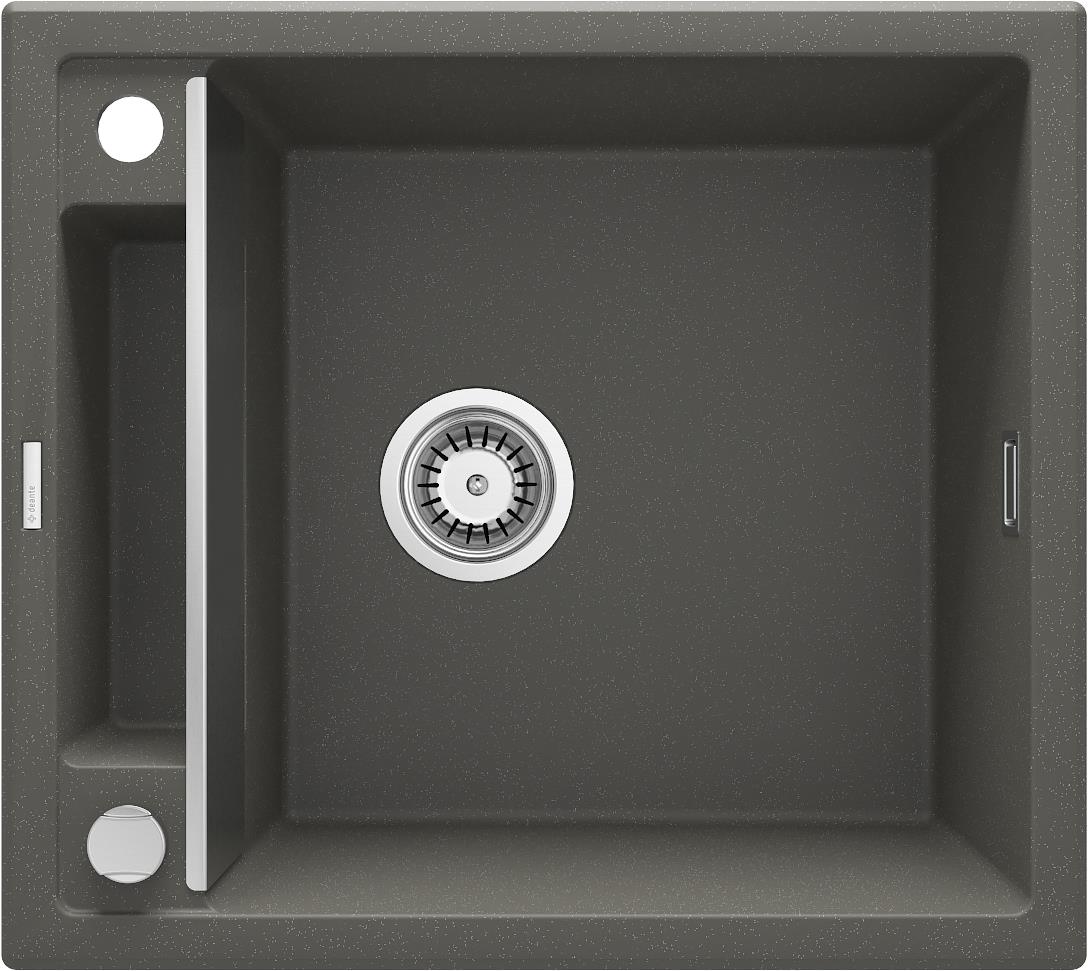 Мийка кухонна Deante Magnetic, граніт, квадрат, без крила, 560х500х219мм, чаша - 1, врізна, антрацит