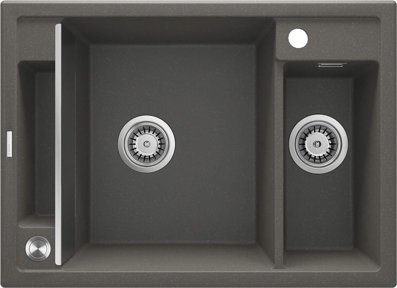 Мийка кухонна Deante Magnetic, граніт, прямокут., з крилом, 690х500х219мм, чаша - 1.5, врізна, антрацит